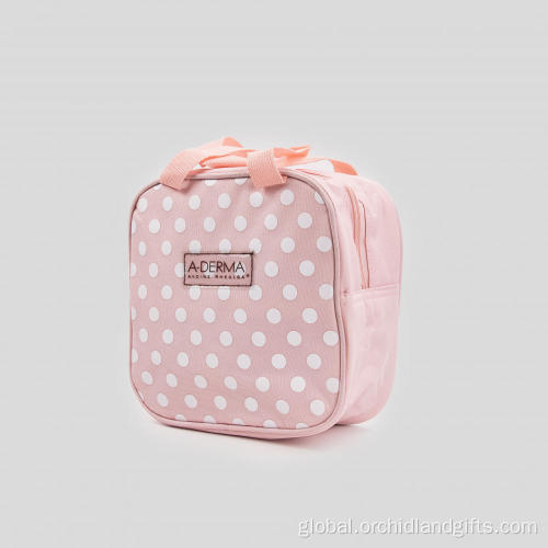 Pink Polka Dot Tote Lunch Bag